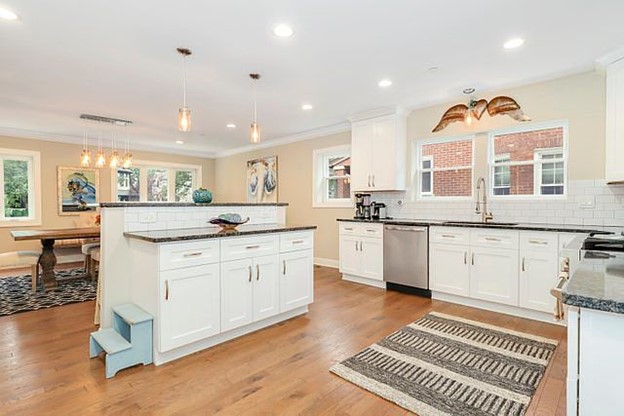 Kitchen island with custom lighting
